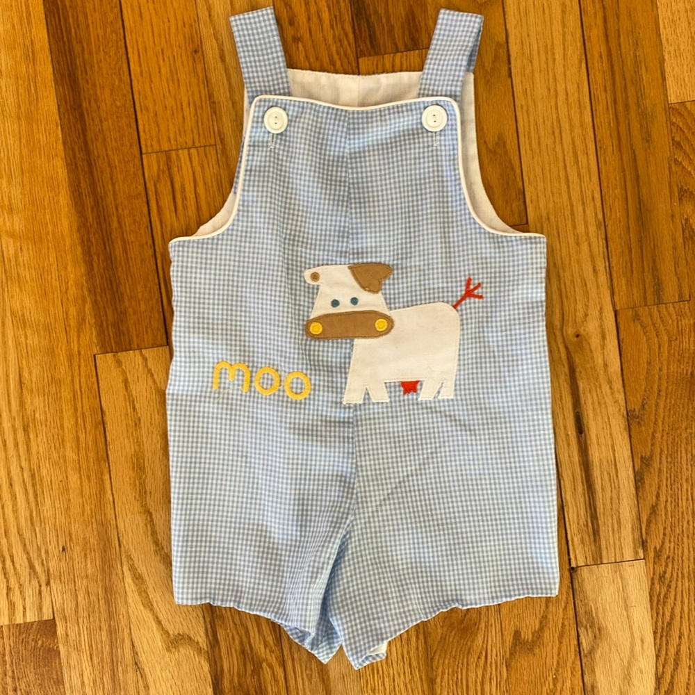 Vintage appliqué cow shortall | Size 3T